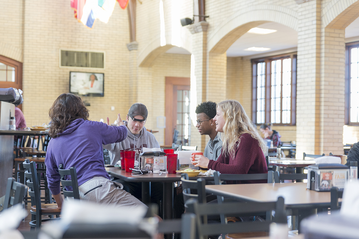 Students eating at Dining Facility