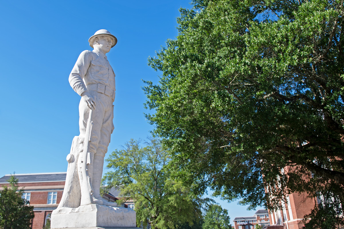 &amp;quot;Doughboy&amp;quot; statue that commemorates the lives lost in World War I near the Drill Field