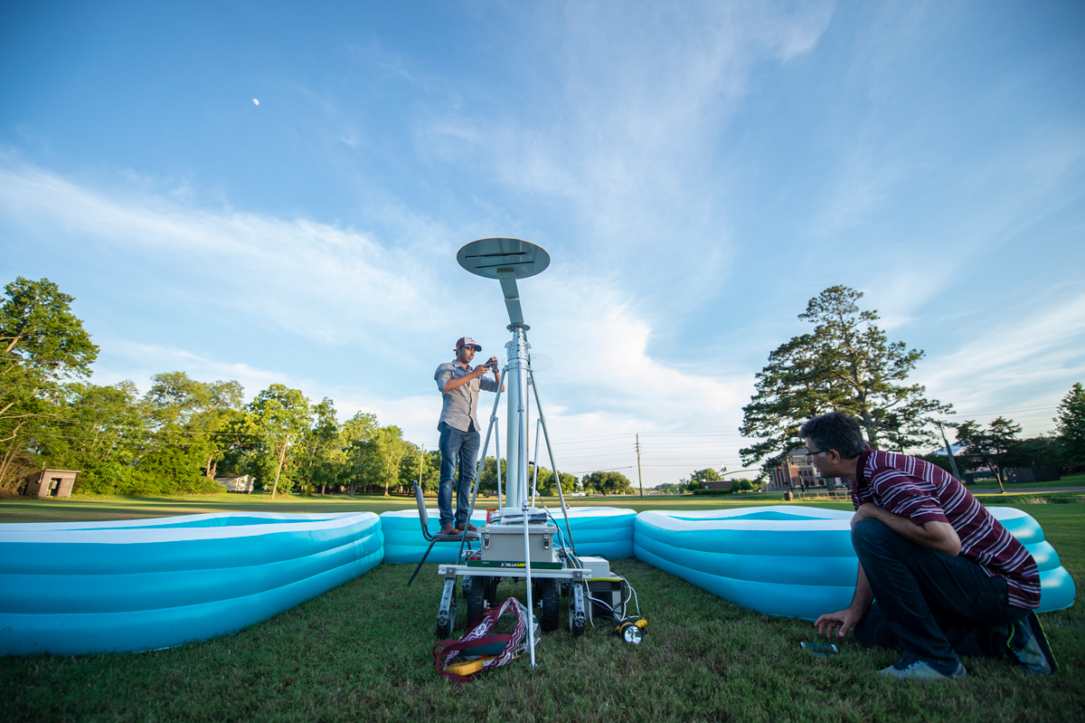 Md Mehedi Farhad and Dr. Mehmet Kurum conduct research on the intramural fields involving satellite transmissions.