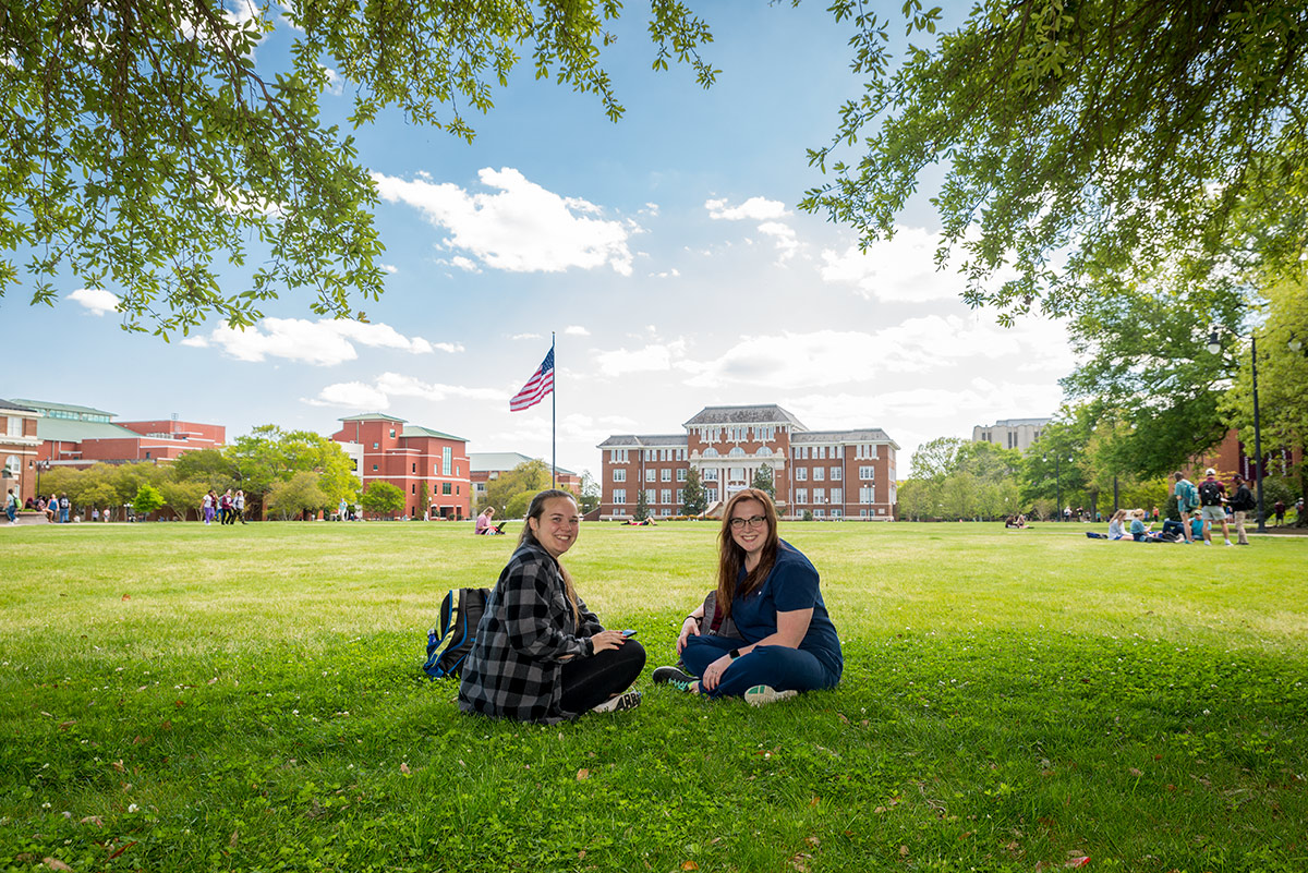 Students enjoy the Spring at the Drill Field