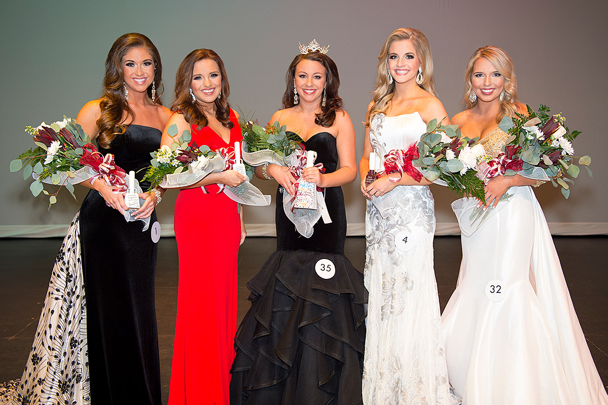 Victoria Kokinos, Miss Maroon & White winner, is pictured with campus beauties,