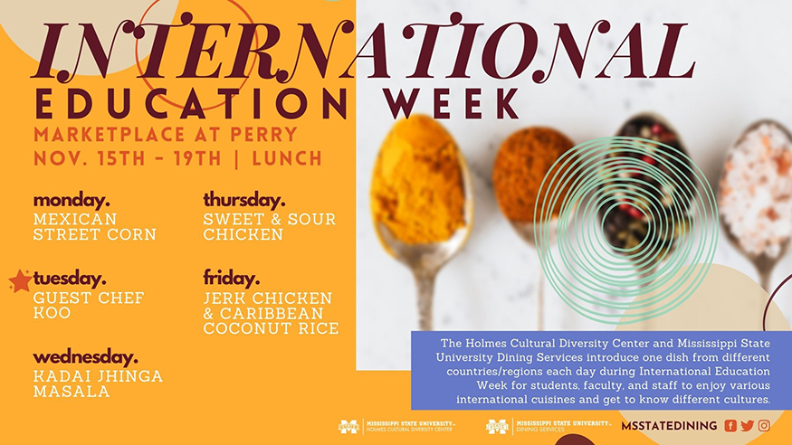 International Education Week graphic with an image of different spices