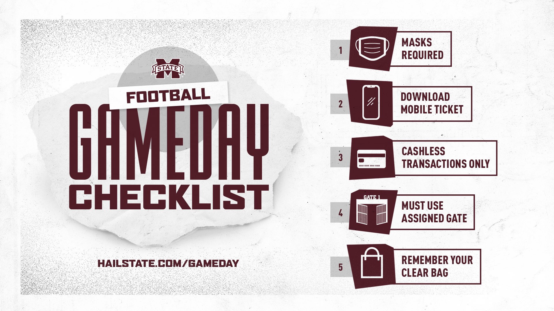 MSU Football vs. Arkansas Oct. 3, 2020 gameday checklist graphic