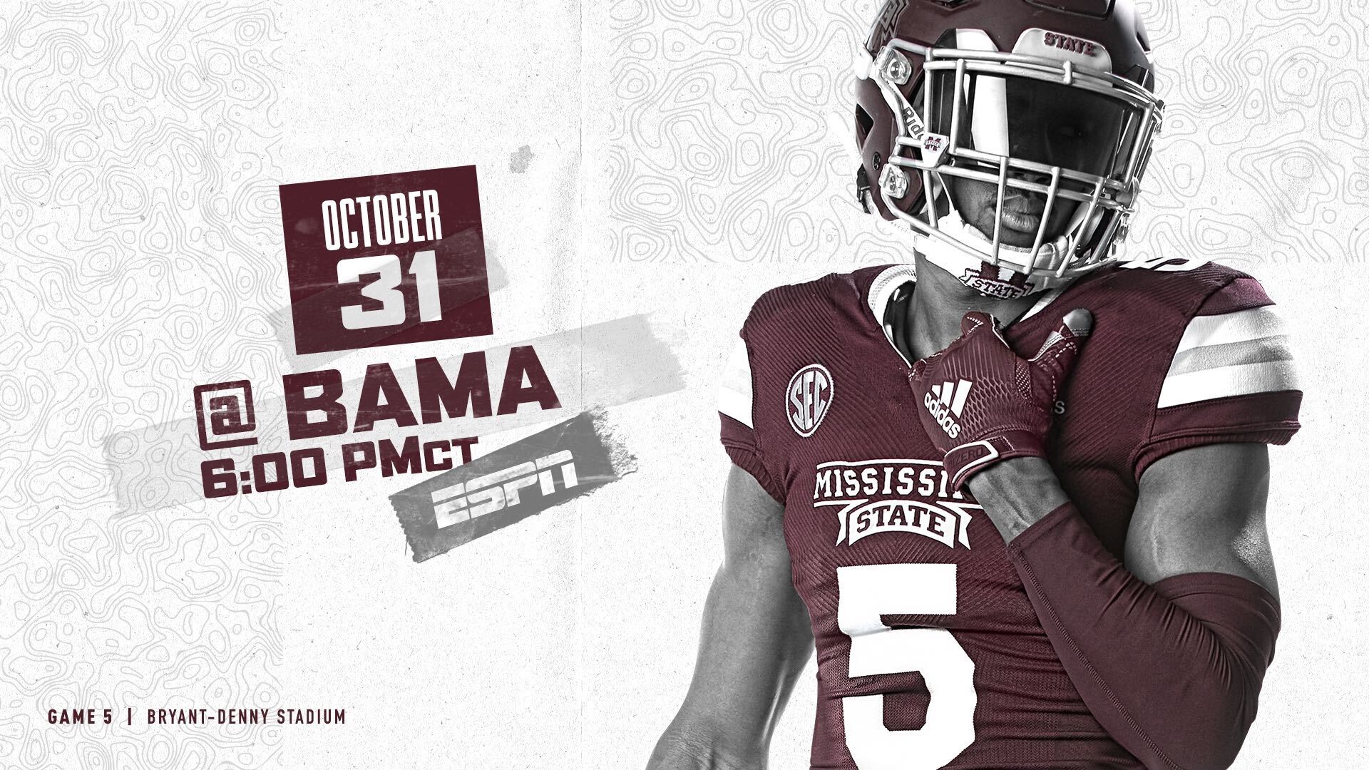 MSU Football vs. Alabama Oct. 31, 2020 gameday graphic