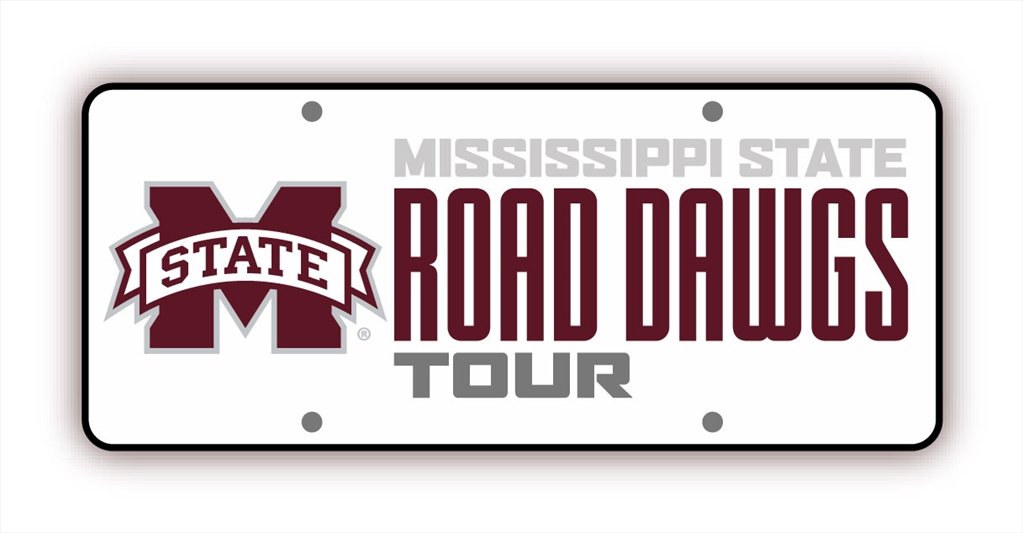 "Mississippi State Road Dawgs Tour" white license plate 