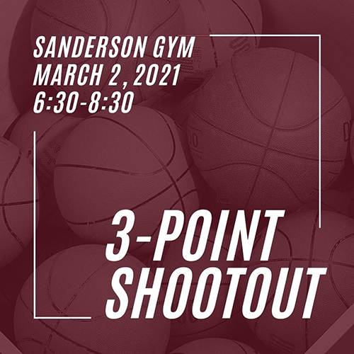 Maroon graphic with basketballs