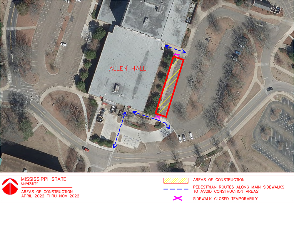 Allen Hall construction map