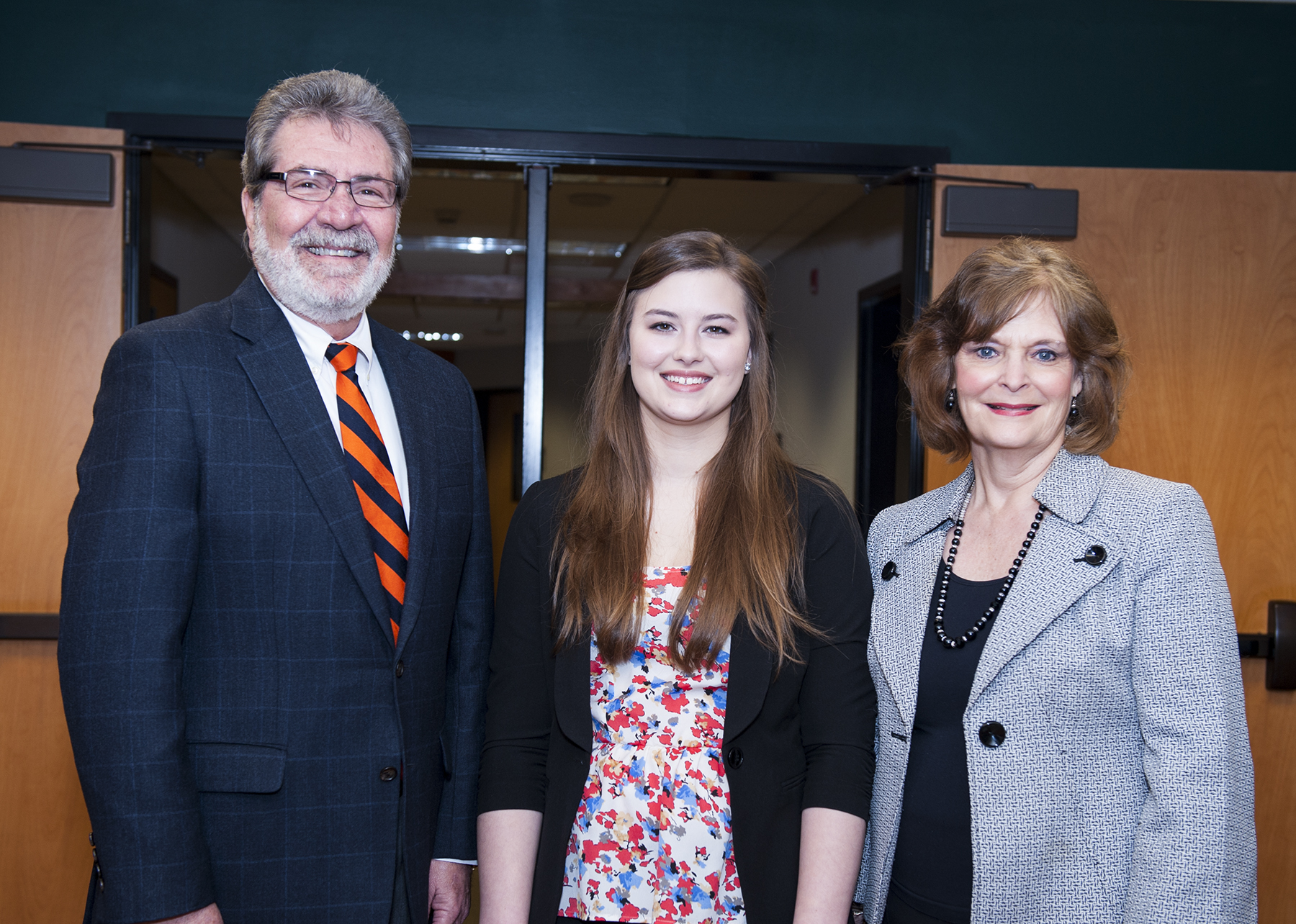 Southeastern Home Furnishings Association scholarship recipient Vanessa L. Holden, center, is pictured with directors Bill Martin, MSU Franklin Furniture Institute, and Beth Miller, MSU interior design.