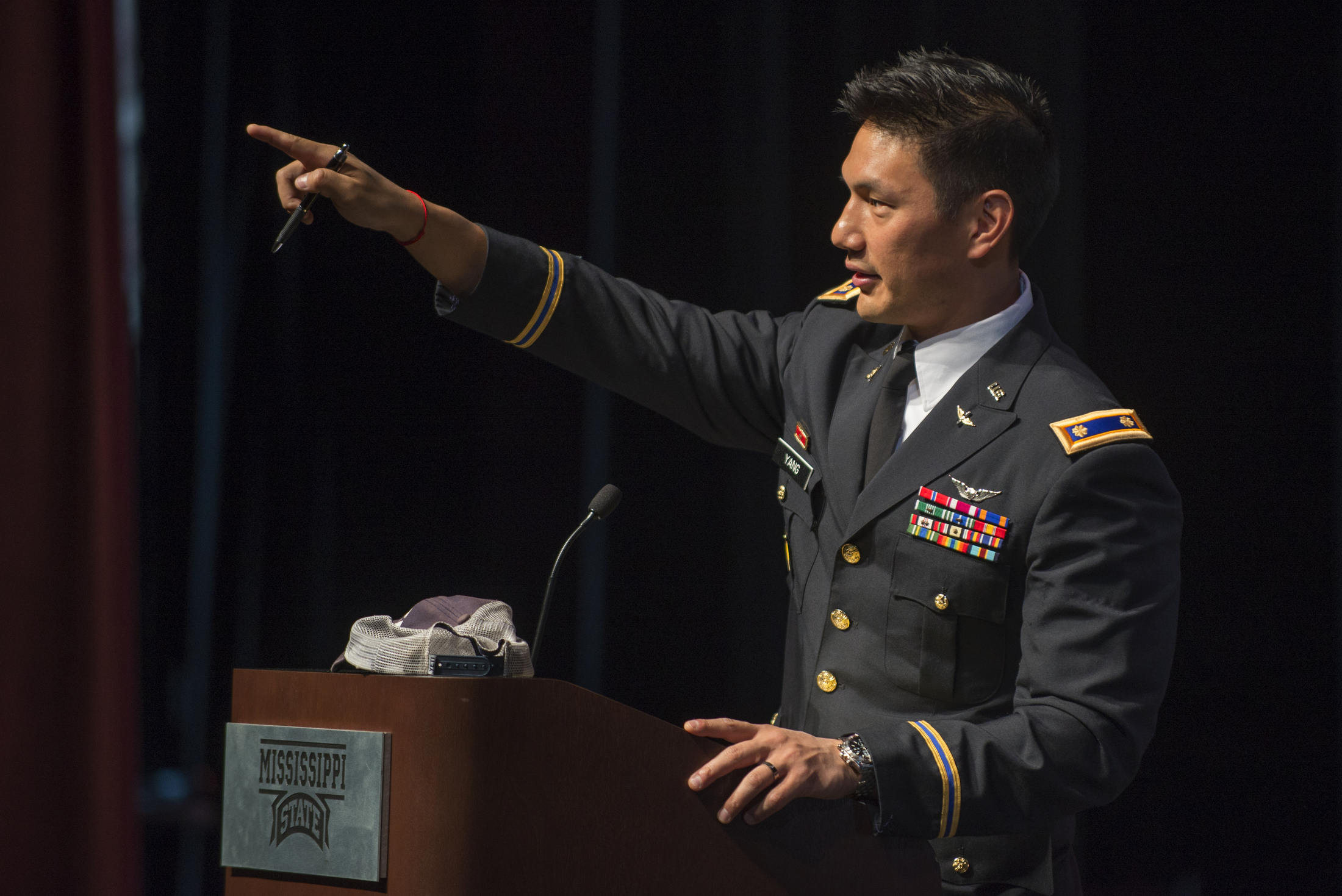 Major Andrew Yang from the United States Military Academy at West Point spoke to Boys State delegates Thursday [May 28] at Mississippi State University.