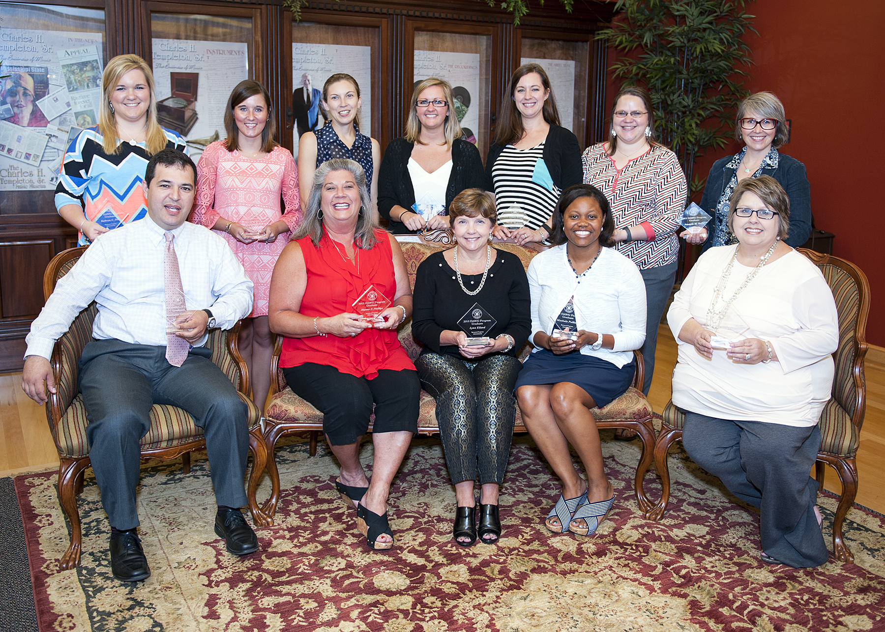The latest Departmental Administrator Working Group graduates are (seated, l-r) Heriberto Gonzalez Lozano, Dianne Phillips, Lynn Eiland, Mashala Pulliam and Shonda Cumberland; and (standing, l-r) Katie Sisk, Jada McMullen, Kathryn McTaggart, Erin Ray, Nicole Medeiros, Merri Kilpatrick and Amanda Baine. The latest Departmental Administrator Working Group graduates are (seated, l-r) Heriberto Gonzalez Lozano, Dianne Phillips, Lynn Eiland, Mashala Pulliam and Shonda Cumberland; and (standing, l-r) Katie Sisk, Jada McMullen, Kathryn McTaggart, Erin Ray, Nicole Medeiros, Merri Kilpatrick and Amanda Baine.