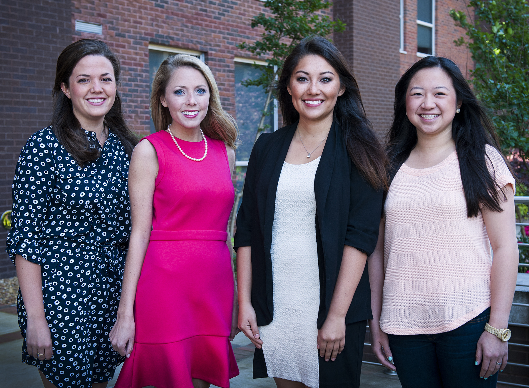 From left, Georgia Clarke of Greenville, Colby Jordan of Madison, Niki Eisgruber of Powder Springs, Georgia, and Karen H. Chan of Grenada are 2015 Lora J. DeFore Memorial Endowed Internship Scholars.