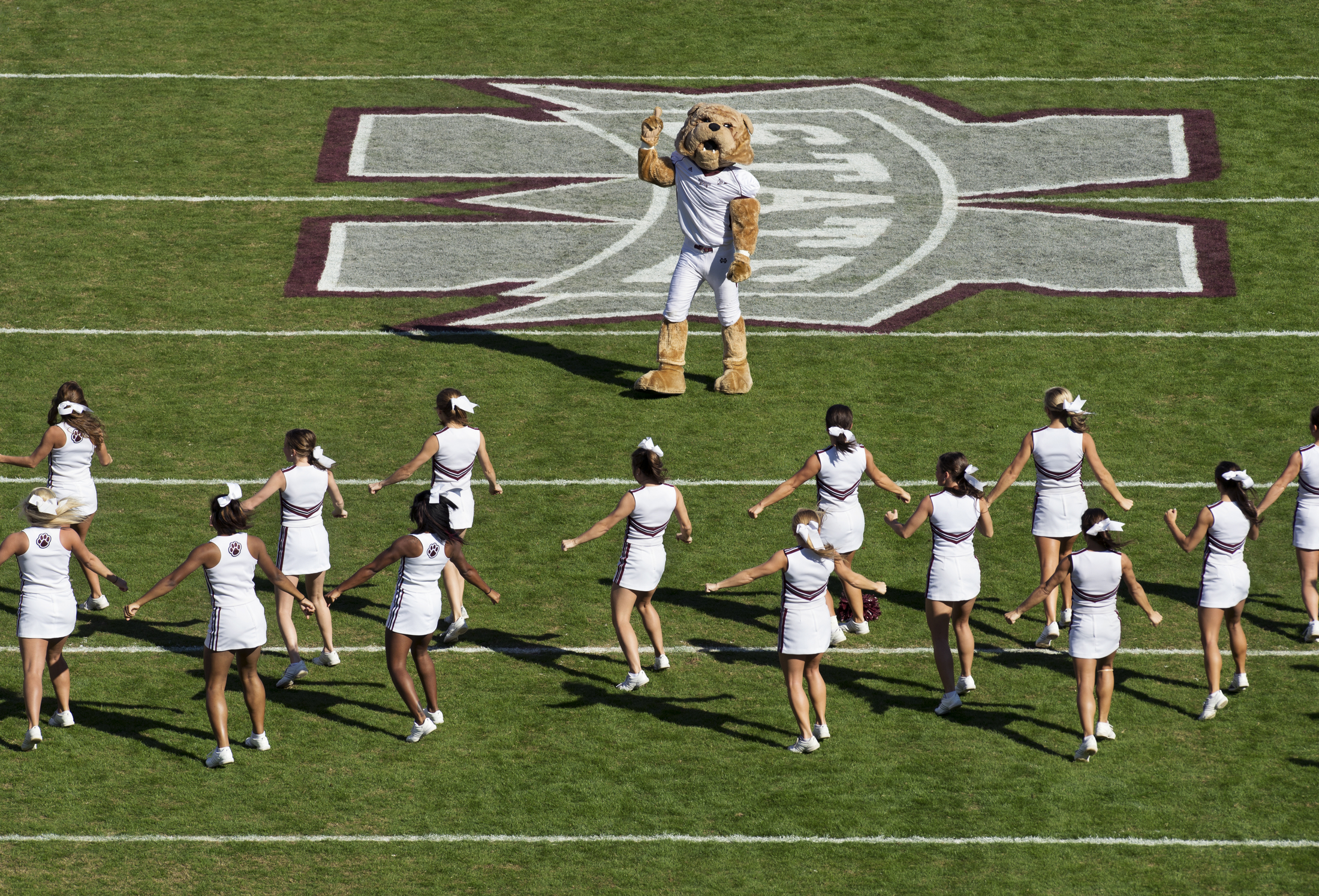24 co-ed and 34 all-girl cheerleaders, 21 pom squad members and seven Bully mascots are members of Mississippi State's 2015-16 Spirit Groups.