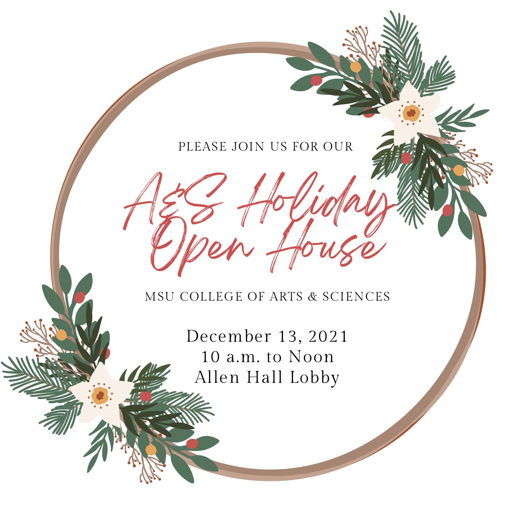 Arts and Sciences Holiday Open House graphic