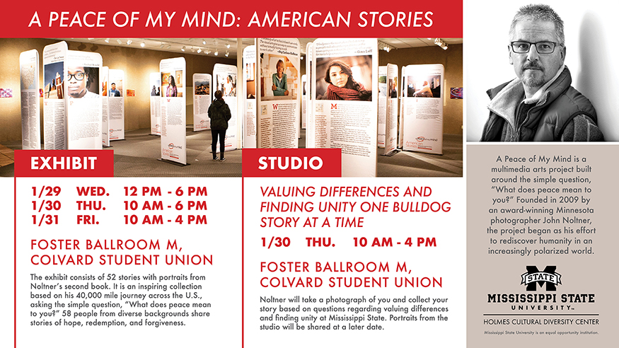 Promotional graphic for "A Peace of Mind" exhibition and studio