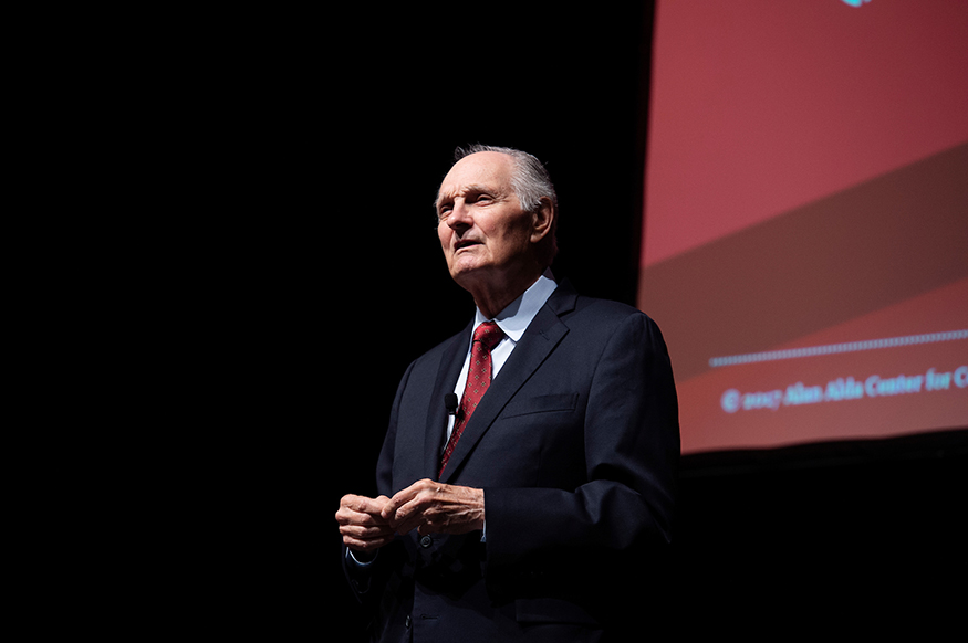 Award-winning actor Alan Alda gives a public lecture at Mississippi State on the importance of communicating effectively about science. (Photo by Megan Bean)