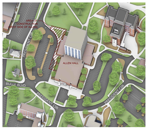 Allen Hall area construction map