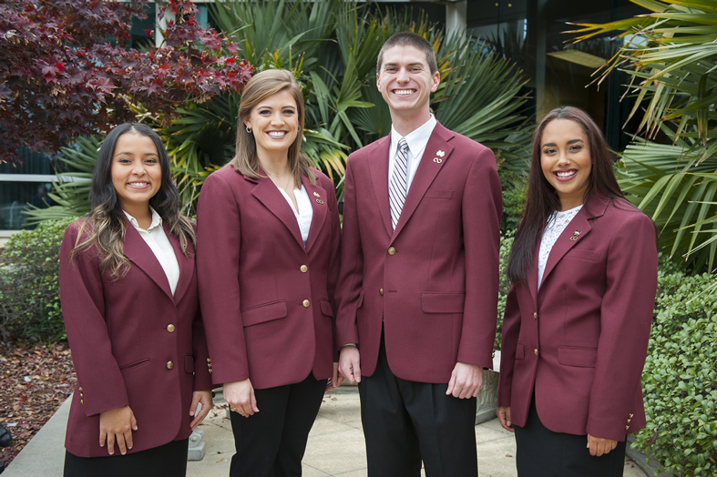 MSU Alumni Delegate officers for the 2017-18 academic year include (l-r) secretary Ana K. Gonzalez of Ocean Springs; Elizabeth Shapley of Ridgeland, vice president of education; president William H. “Will” Basden of Hoover, Alabama; and Joanna P. Bauer of Huntsville, Alabama, vice president of public relations. (Photo by Russ Houston)