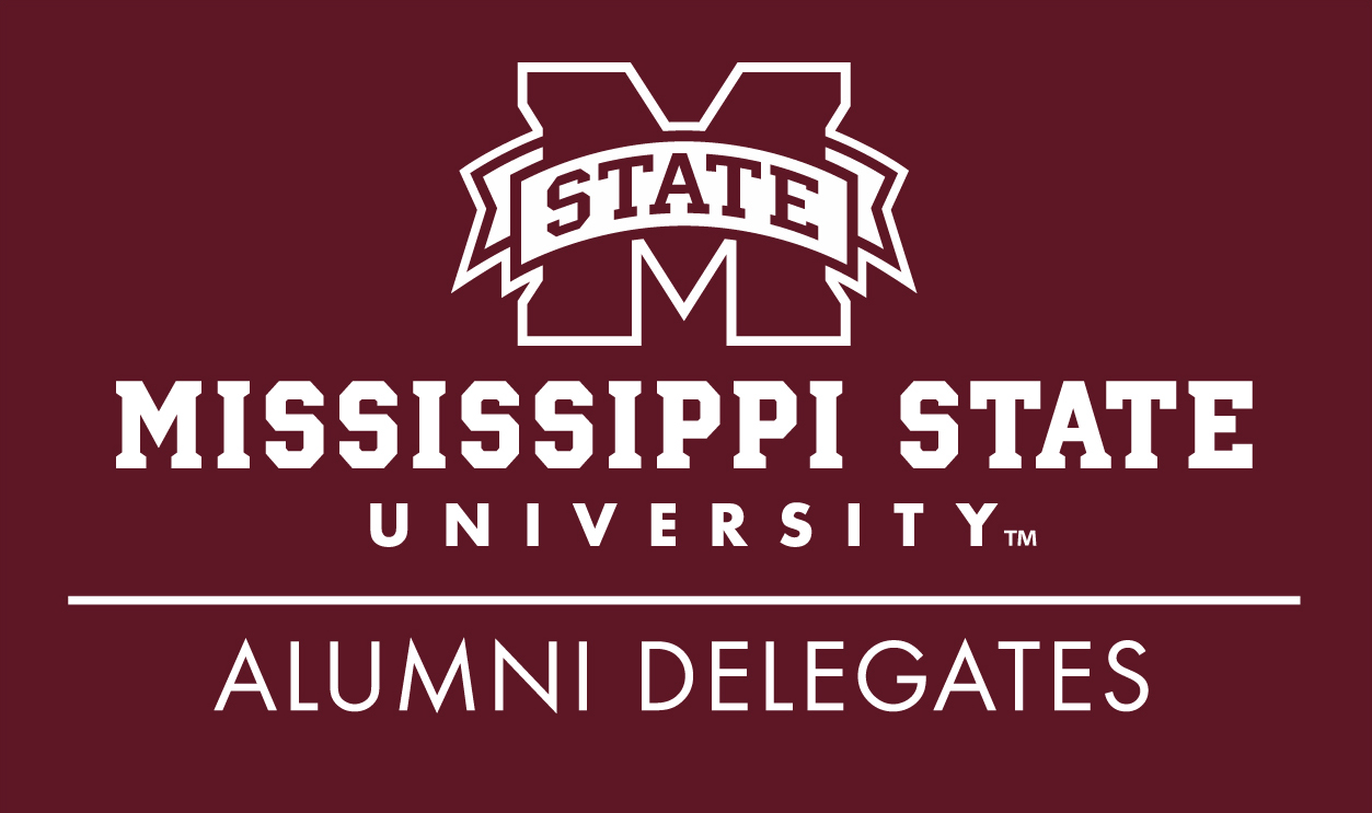 Maroon and white M-State logo for the MSU Alumni Delegates