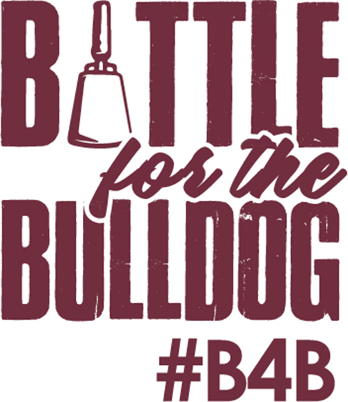 Maroon and white logo for MSU SA's "Battle for the Bulldog" competition
