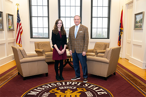 Picture of Madison Brode with MSU President Mark E. Keenum