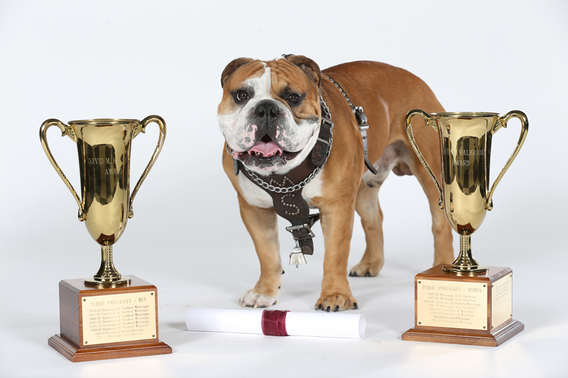 During this week’s Mississippi Association of Colleges and Universities Annual Conference, Mississippi State was named winner in the Public University Division for the highest percentage of both male and female student athletes graduating – with 87 percent of females graduating and 72 percent of males graduating. The university’s overall graduation rate for student athletes is 77 percent. MSU track and field teammates Brandon B. McBride of Canada and Cornelia Griesche of Germany also received David M. Halbrook certificates for academic achievement. (Photo by Kelly Price)