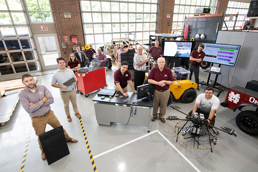 MSU researchers are pictured at the university's Center for Advanced Vehicular Systems