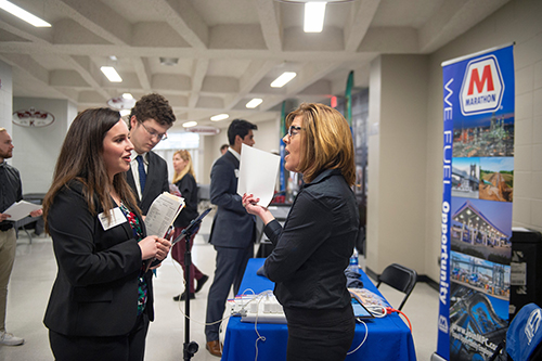 On Thursday [April 4] at Humphrey Coliseum, Mississippi State University’s Career Days will provide students and alumni with opportunities to network and discuss career goals with nearly 75 employer representatives from around the country. (Photo by Megan Bean)