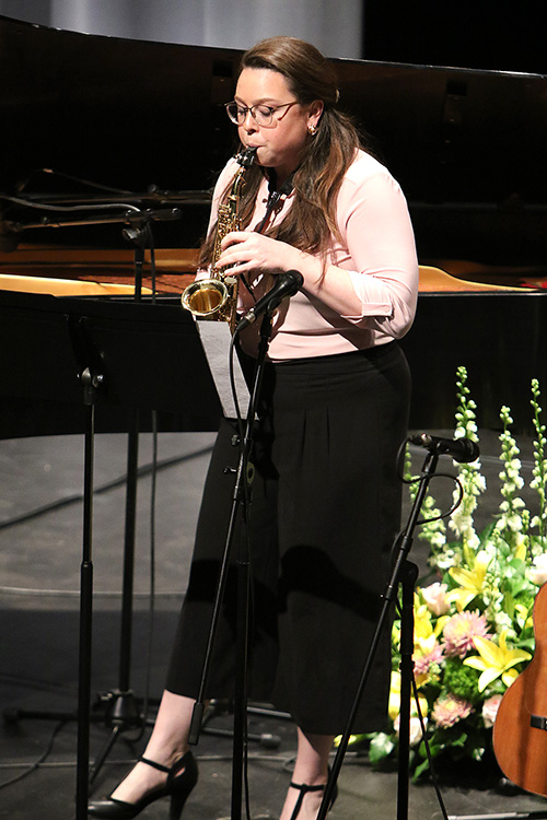Catherine N. Patriquin, a senior music education/instrumental major from Ocean Springs, was honored with the 2018 Keyone Docher Student Achievement Award during MSU Libraries’ recent 12th annual Charles H. Templeton Ragtime and Jazz Festival. (Photo submitted by Jacob Follin)
