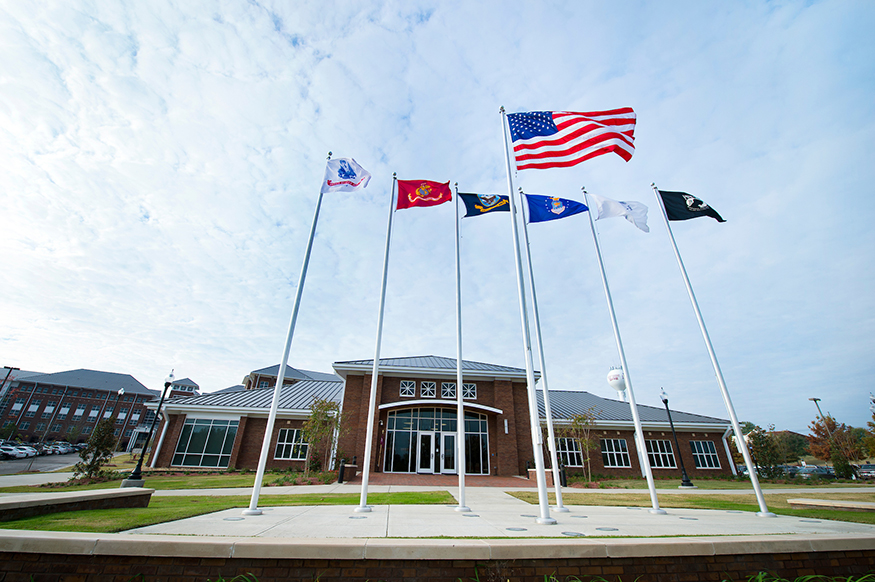 Mississippi State is being recognized by Victory Media for its support of veterans and their families. Nusz Hall, pictured, is home to MSU’s G.V. “Sonny” Montgomery Center for America’s Veterans. (Photo by Russ Houston)
