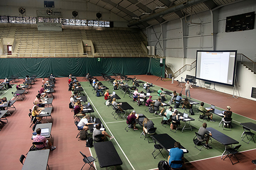 Dongmao Zhang teaches chemistry in McCarthy Gymnasium.