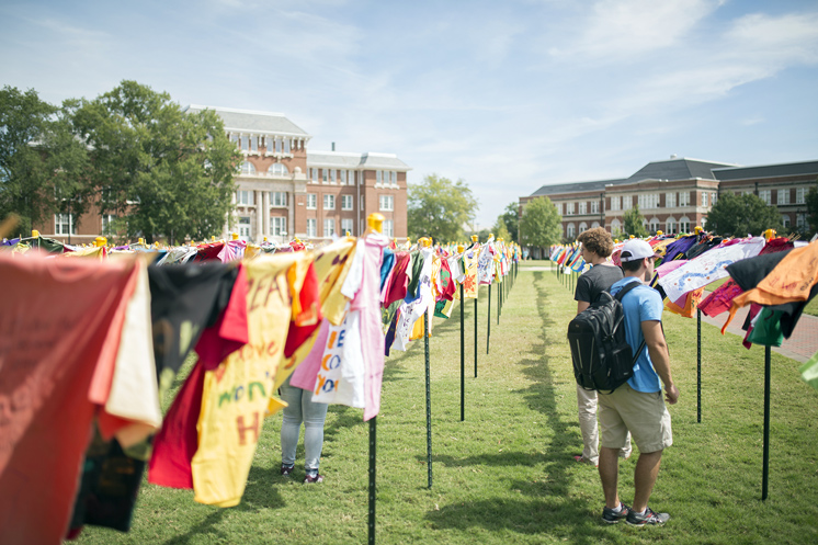 The Clothesline Project returns to MSU this week. Taking place on the Drill Field, it enables participants to create shirt designs that promote awareness of different forms of violence, as well as healing for victims. (Photo by Hunter Hart)