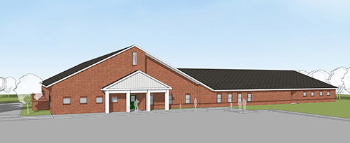 A rendering of the day care center at College View at MSU.