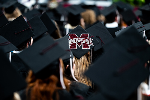 Graduation caps at MSU commencement