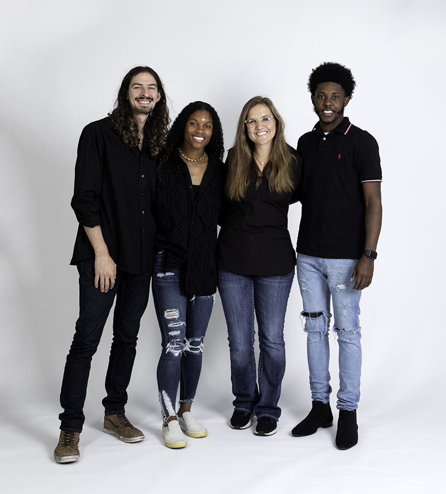 Pictured from left, graduating Mississippi State art seniors Bryce Camp, Hailey Farrington-Bentil, Sloane Bush and Kyler Moore