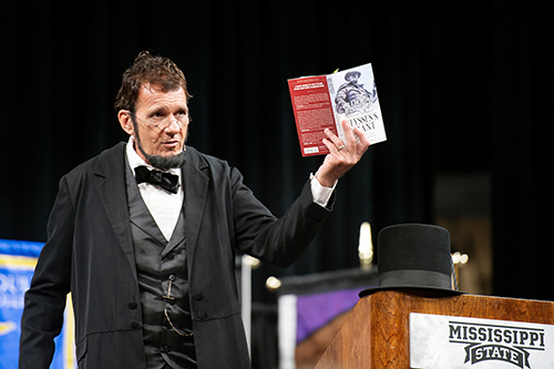 Abraham Lincoln addresses MSU students at Fall Convocation