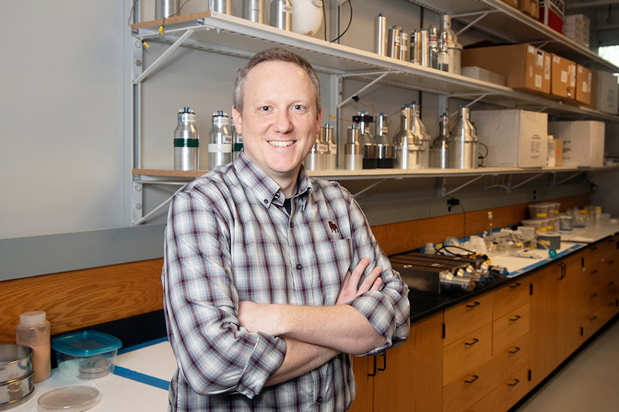 Ben Crider pictured in a lab at MSU