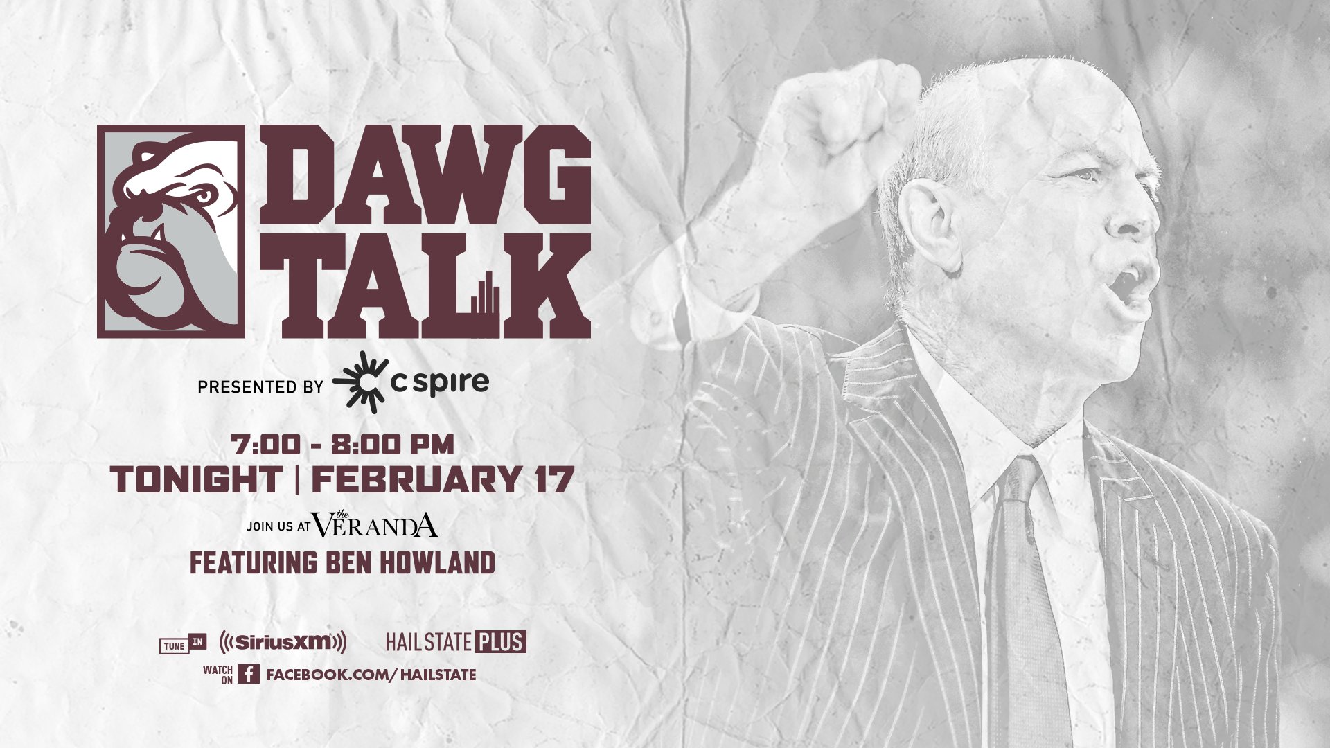 Promotional graphic for Dawg Talk with Coach Ben Howland
