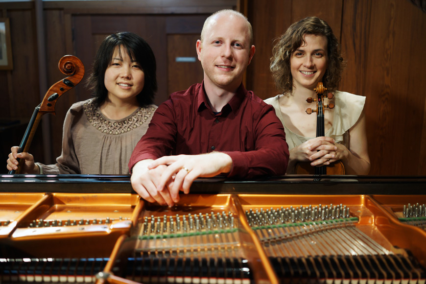 The Delphi Trio concert April 21 at Mississippi State University includes Michelle Kwon on violoncello, pianist Jeffrey LaDeur and violinist Liana Bérubé.