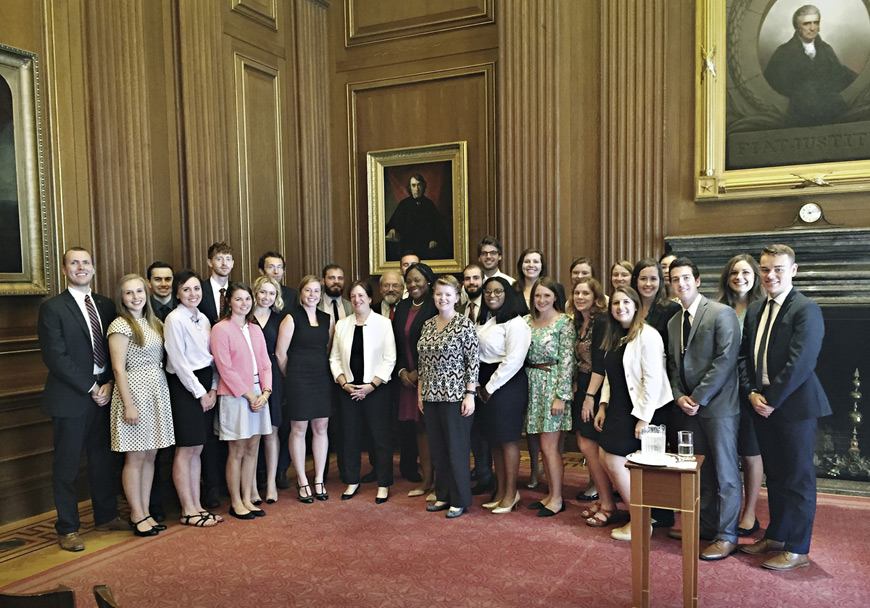 The 2016 Demmer Scholars pose with Supreme Court Associate Justice Elena Kagan (center).