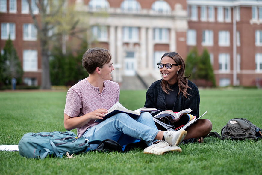 Students studying on MSU's Drill Field