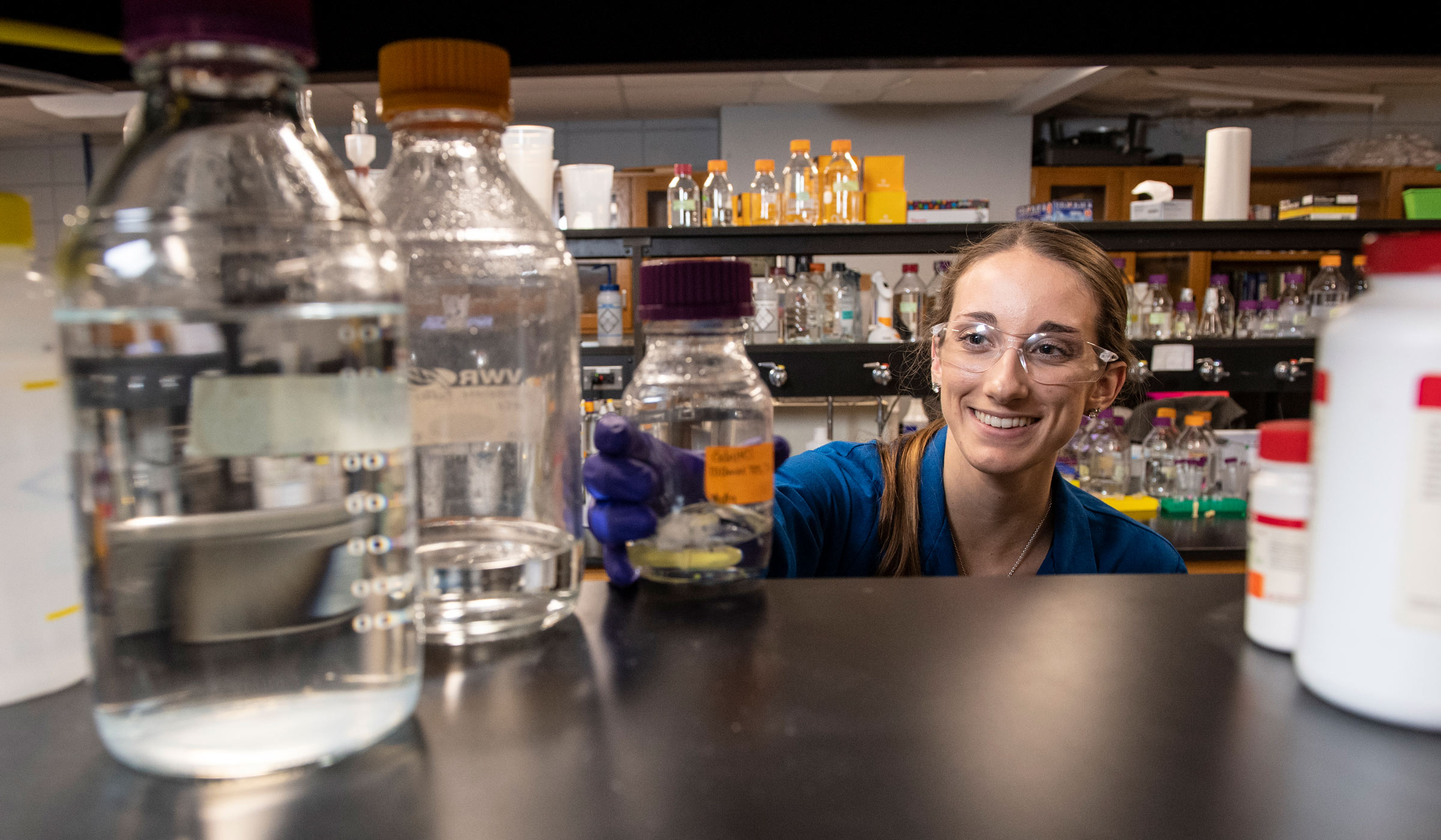 Emily Chappell, pictured in a research lab.
