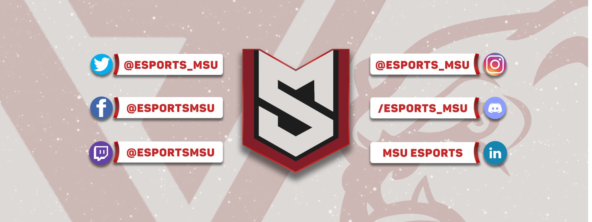 Graphic listing MSU Esports social media handles