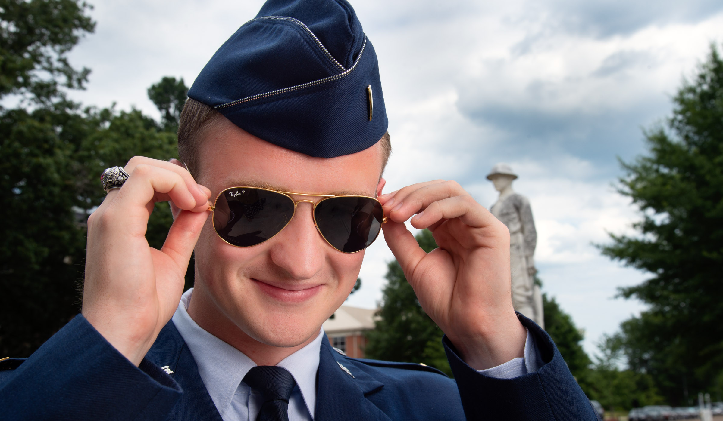 Rohan Fisher, pictured on the Drill Field in his Air Force ROTC uniform