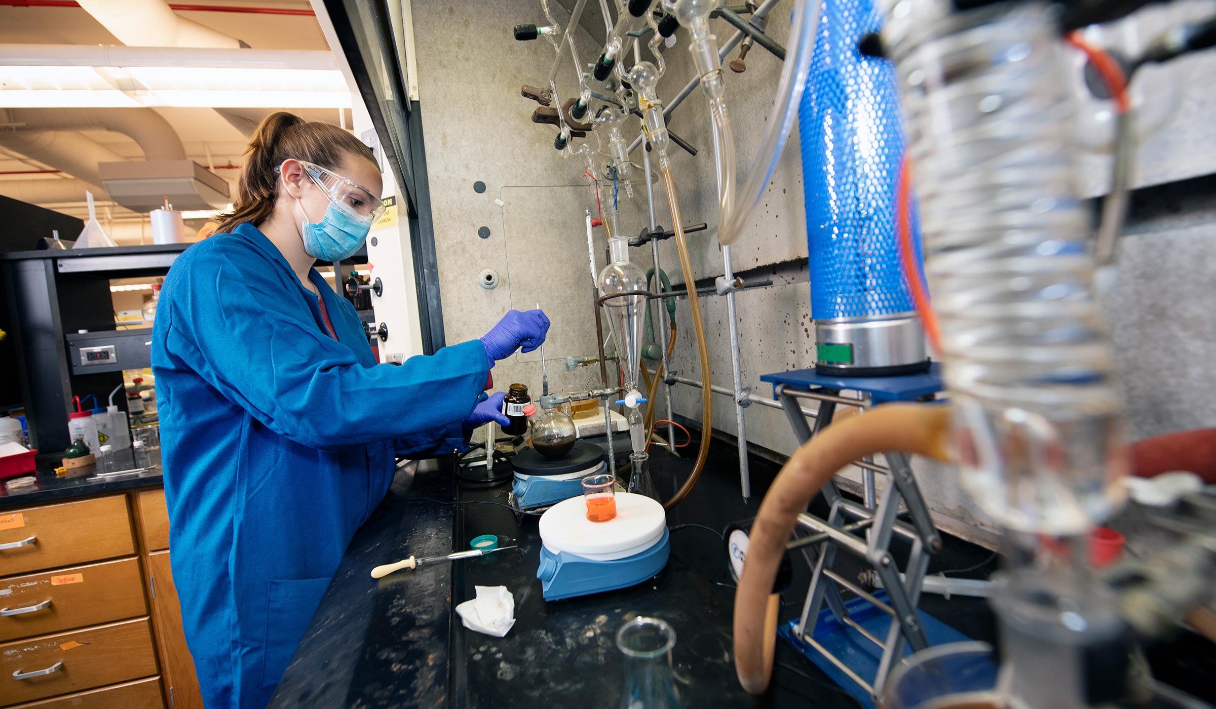 Zoe Fokakis, pictured working in an MSU chemistry lab