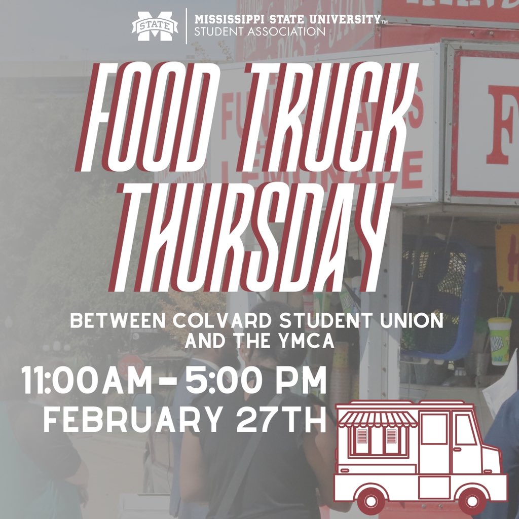 Promotional graphic for MSU Student Association's Food Truck Thursday event