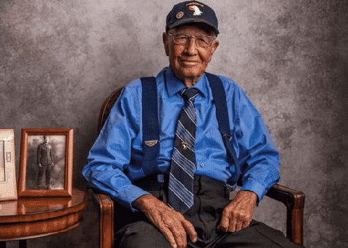 Brad Freeman, pictured wearing a 101st Airborne Hat