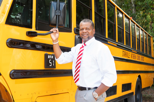 Kelvin Gibson, director of transportation for the Starkville Oktibbeha School District, is among 108 students who have graduated from Mississippi State University this past year through the state’s Complete 2 Compete program. (Photo by Beth Wynn)