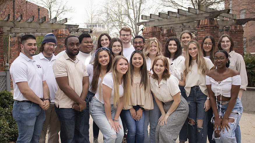 A group picture of MSU's graduating graphic design seniors