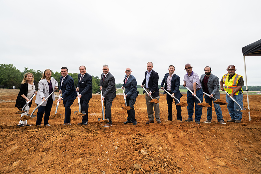 MSU officials conduct a ceremonial groundbreaking for a new data center