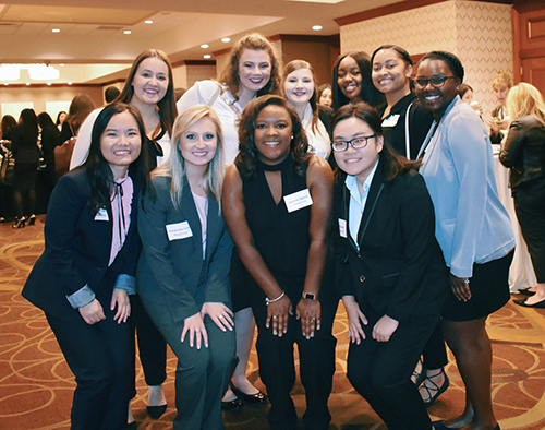 MSU students involved with the Undergraduate Women in Business campus organization participated in the Intercollegiate Business Convention Oct. 21-22 in Boston and hosted by Harvard University’s student chapter. Pictured are (front, left-right) Feifei Zeng, Georgia Kate Conner, Jasmine Daniels and Vy Nguyen; (back, left-right) Erin Groth, Shelby Baldwin, Katie Horn, Joyelle Lee, Shanice Skinner and Shani Hudson. (Photo submitted)